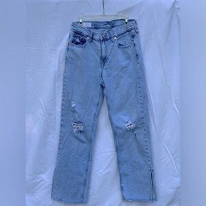 25P Gap 90s Loose Mid Rise Jeans Raw Hem Ankle Slit